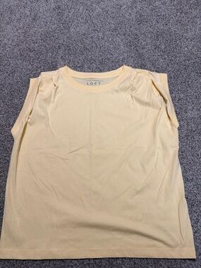 LOFT Pale Yellow Crewneck Short Sleeve Tee
